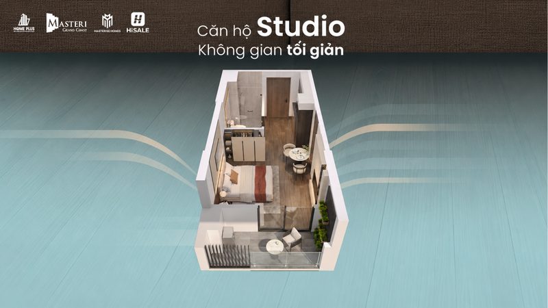 Bố trí 3D căn Studio