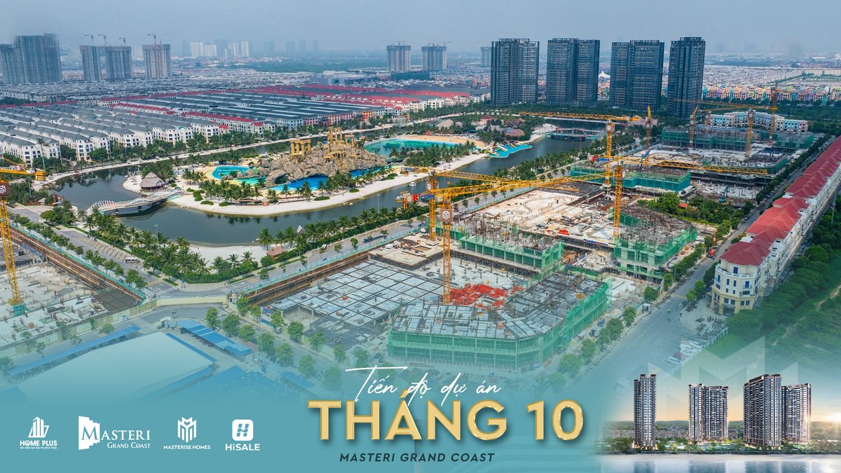Ảnh flycam công trường Masteri Grand Coast tháng 10/2026