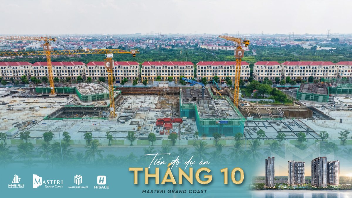 Ảnh flycam công trường Masteri Grand Coast tháng 10/2026