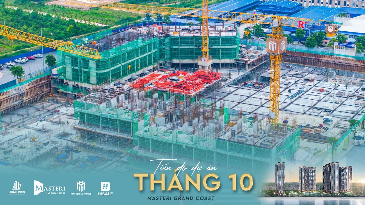Ảnh flycam công trường Masteri Grand Coast tháng 10/2026